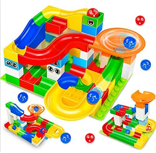 52pcs Colorful Race Run Track Rolling Building Blocks Toys for Kids and Children,Maze Run Ball Game STEM Educational Toys for Boys Girls