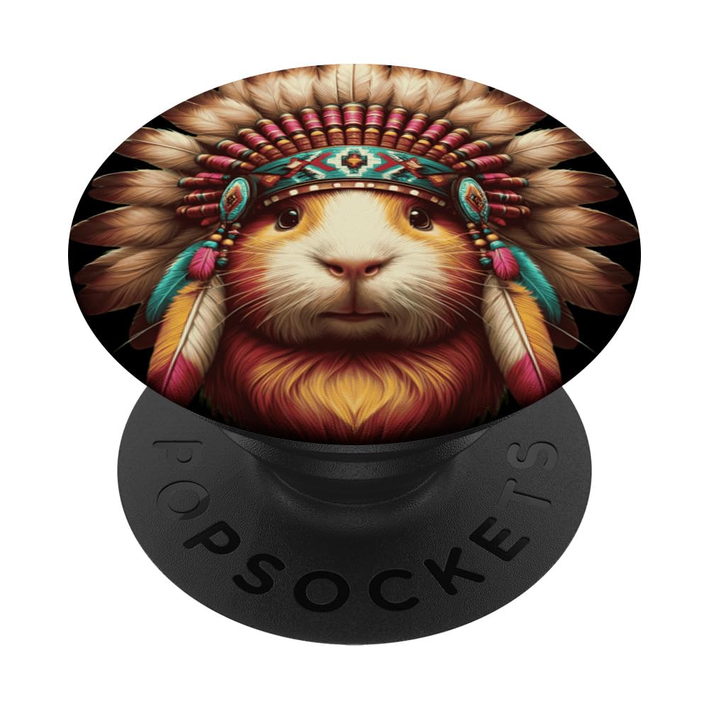 Native Indian Guinea Pig Native American Indian Feathers PopSockets Swappable PopGrip