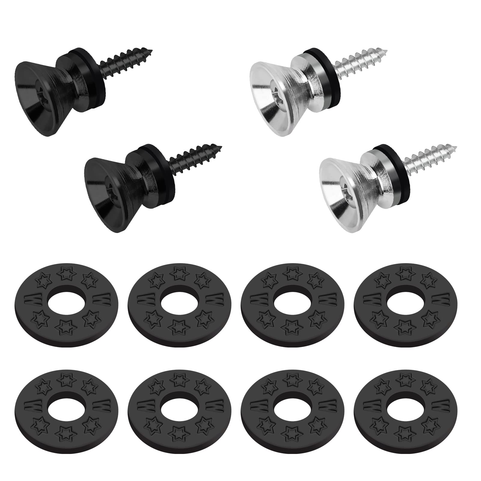 8pcs Guitar Strap Locks and 4pcs Silicone Rubber Guitar Strap Blocks, Strap Lock Set Buttons, Guitar Strap Buttons, Guitar Accessories, Rubber Guitar Strap Blocks Guitar Protector for all guitar