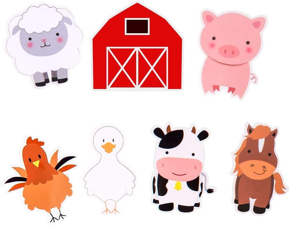 BCHOCKS Farm Animal Party Supplies Farm Animal Decor Party Banner Party Supplies Cards for Baby Shower Toddlers Nursery Decor- Cow Pig Sheep Horse Chicken with House - 35 PCS