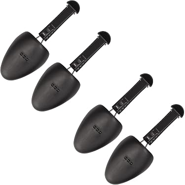 Lot de 4 paires d'arbres à chaussures en plastique Noir Longueur réglable pour homme Support de bottes avec ressort de tension, Protege Chaussure