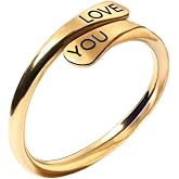 Custom Rings for Women, Personalized Wrap Ring Engraved with Names or Date | Custom ring for women uses gold plated steel; adjustable tarnish-resistant band engraves two names, initials or a date