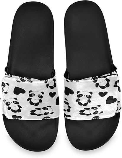 Amazon.com | Blueangle Men's Love And Panda Slide Sandal Non-Slip Shower Sandals Beach Soft 