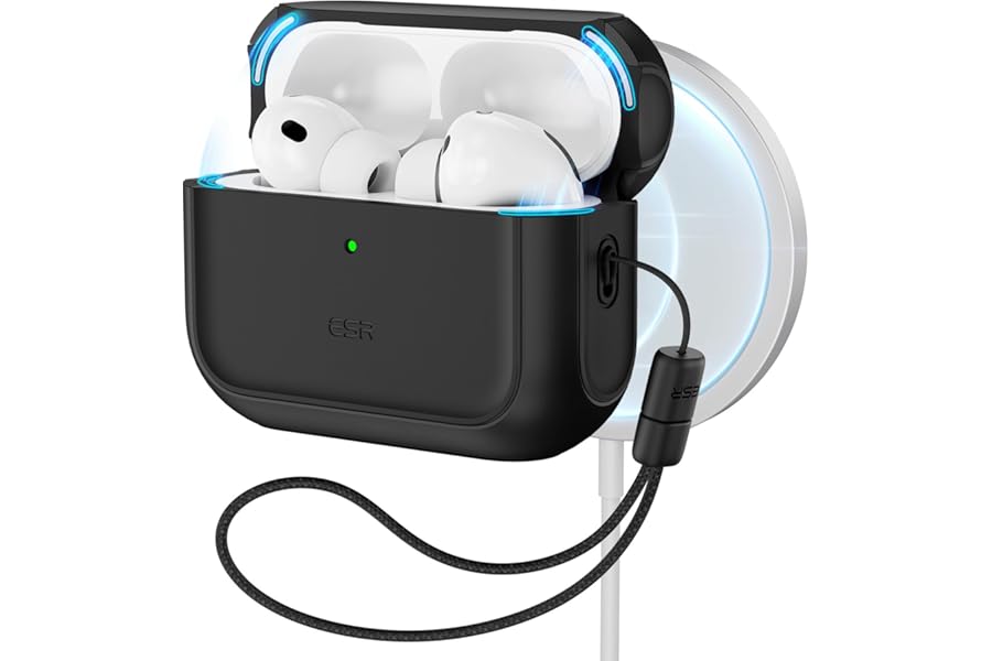 ESR for AirPods Pro 3 Case, Compatible with MagSafes, Black | Compatible with AirPods Pro Case 3rd Generation (2025), Full Drop Protection Cover with Lanyard, Orbit Hybrid Series