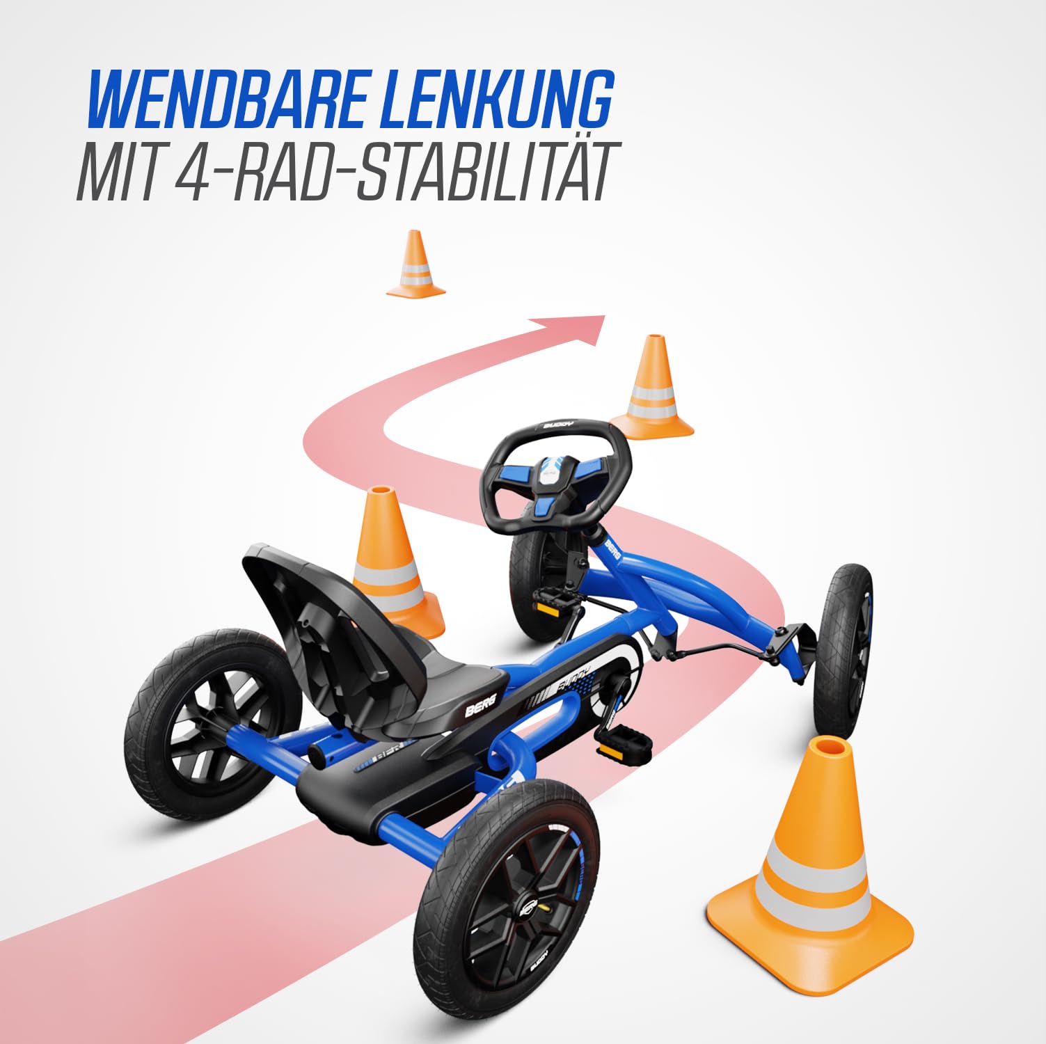 BERG Buddy Blue GoKart | Kinderfahrzeug, Tretfahrzeug mit hohem Sicherheitsstandard, Luftreifen und Freilauf, Kinderspielzeug geeignet für Kinder im Alter von 3-8 Jahren 5