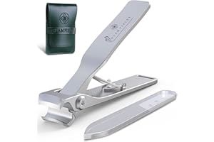 GLAMFIELDS Nail Clippers, 17mm Wide Jaw Opening Toenail Clippers for Seniors Thick Toenails/Ingrown Toenail Treatment, Heavy Duty Fingernail Clipper for Manicure, Pedicure, Men & Women Big(Silver)