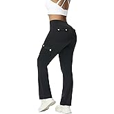 Madrirdma Cargo Leggings with Pockets for Women High Waist Workout Flare Leggings Cargo Gym Yoga Pants