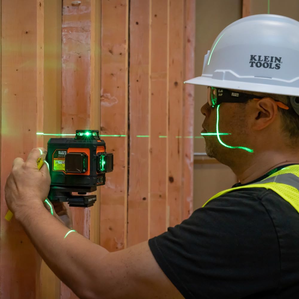 KLEIN TOOLS 93PLL Self-Leveling Laser Level with Bright Green 3x360-Degree Planes, Rechargeable Battery, Magnetic Mount