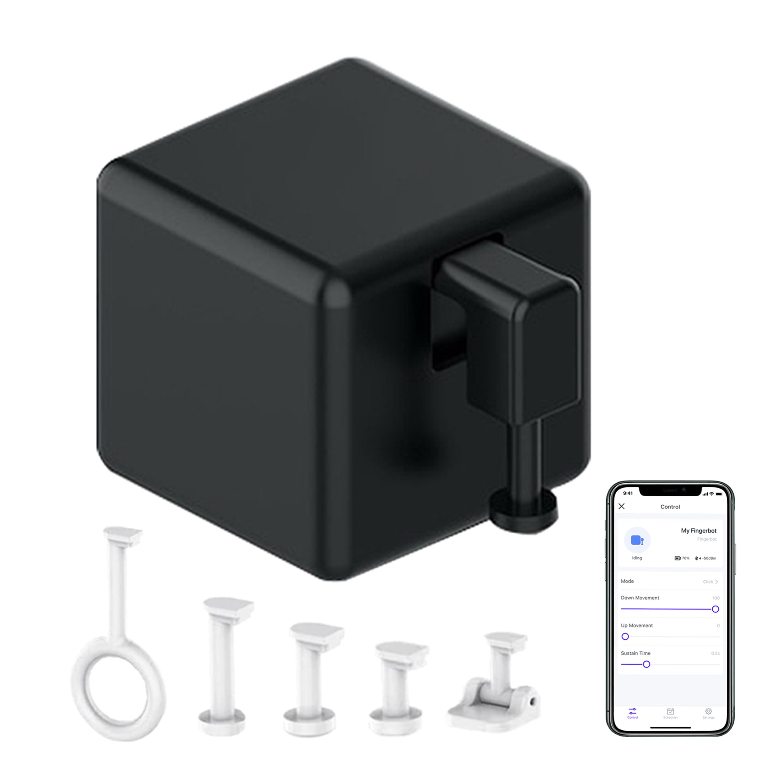 Smart Switch Button Pusher: Bluetooth Fingerbot Plus with Toolkit for Any Buttons & Switches, Tuya App Control, No Wiring, Add Tuya Bluetooth Hub to Make it Compatible with Alexa, Google Home (Black)