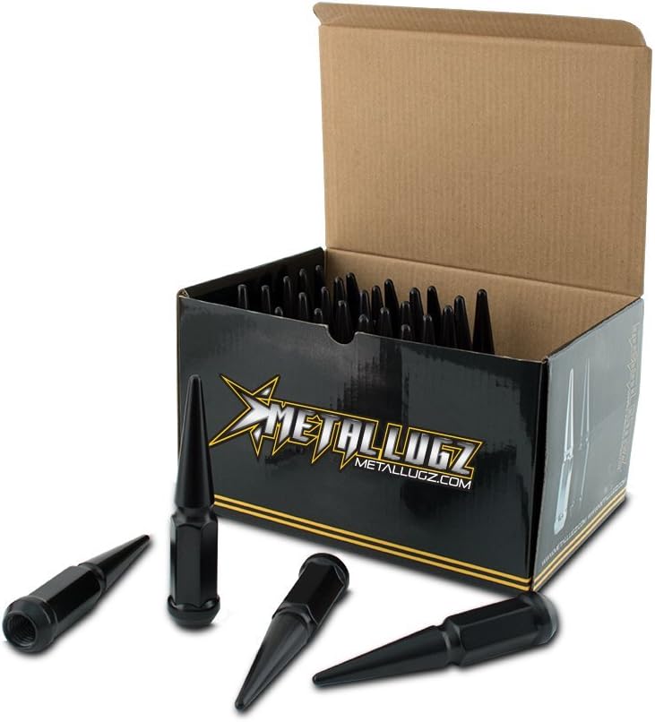 Metal LugzMetal Lugz Spiked Lugz Black 14x1.5 Thread 4.4" Overall Length kit Contains 32 Lugs & 1 Key