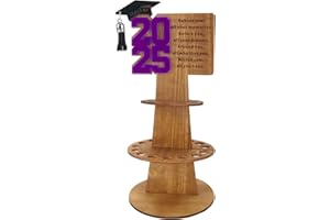 ABTOLS 2025 Graduation Gift Money Holder, Wooden 2025 Graduation Money Holder Double-Layer Cash Holders with 25 Hole DIY Unique Money Holder Cash Gift for Graduation Party Supplies(White)