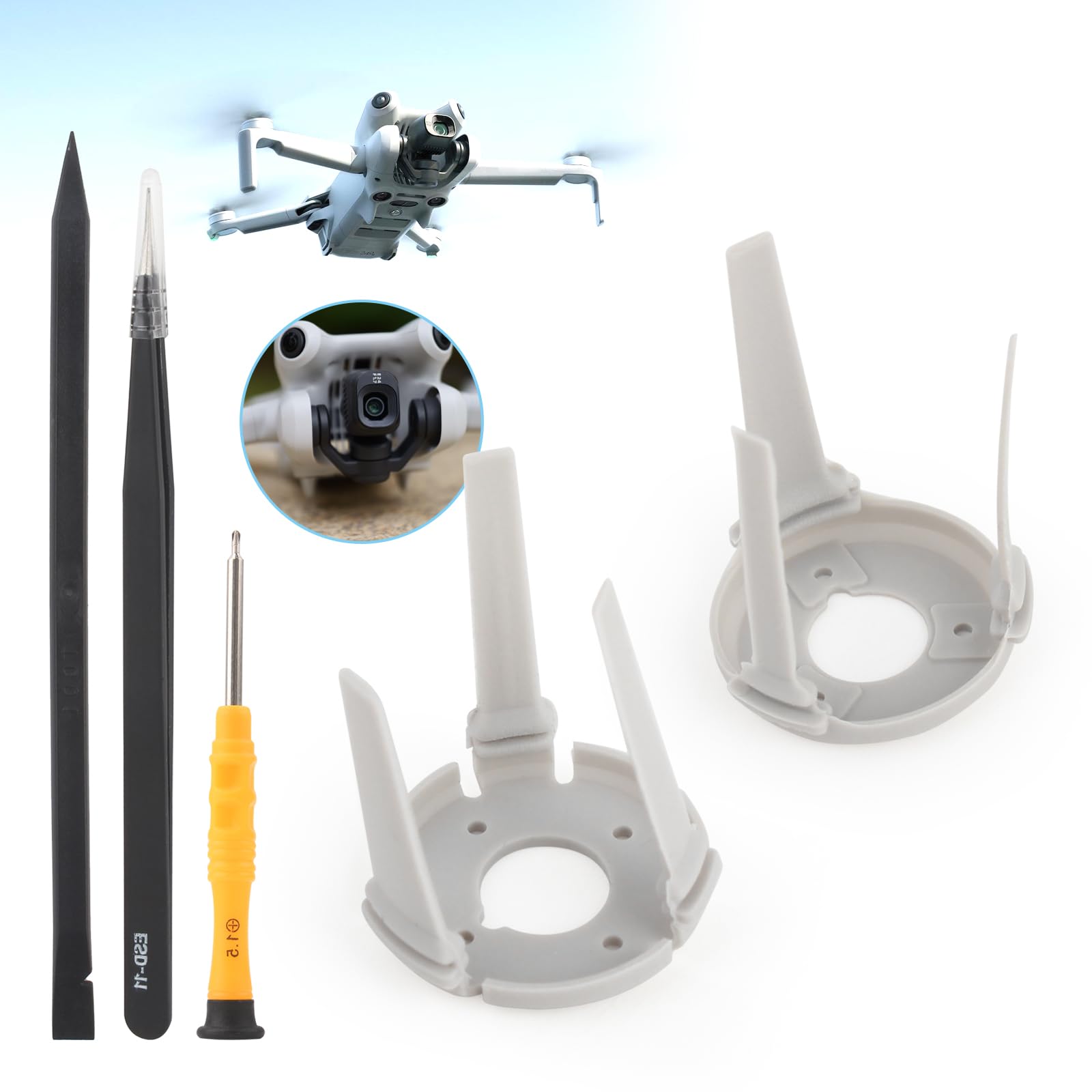 RongZy for DJI Mini 4 Pro Gimbal Shock Absorption Rubber Replacement for Mini 4 Pro Damper Rubber Gimbal Camera Shock Absorber Drones Accessories Parts with Repair Tools(Left and Right Rubber)