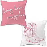 Nvotell Cowboy Boots Pillow Covers - Long Live Cowgirls, Western Cowboy Boot Decor for Home, Pink Coquette Throw Pillow Covers 18x18 Set of 2