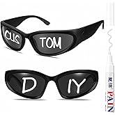 Flutesan Personalized Y2k Sunglasses with Marker, DIY Rapper Glasses | Wrap Around, Custom Party Favor Glasses, Rapper Costume Accessories for Bachelorette, Wedding, Birthday Party