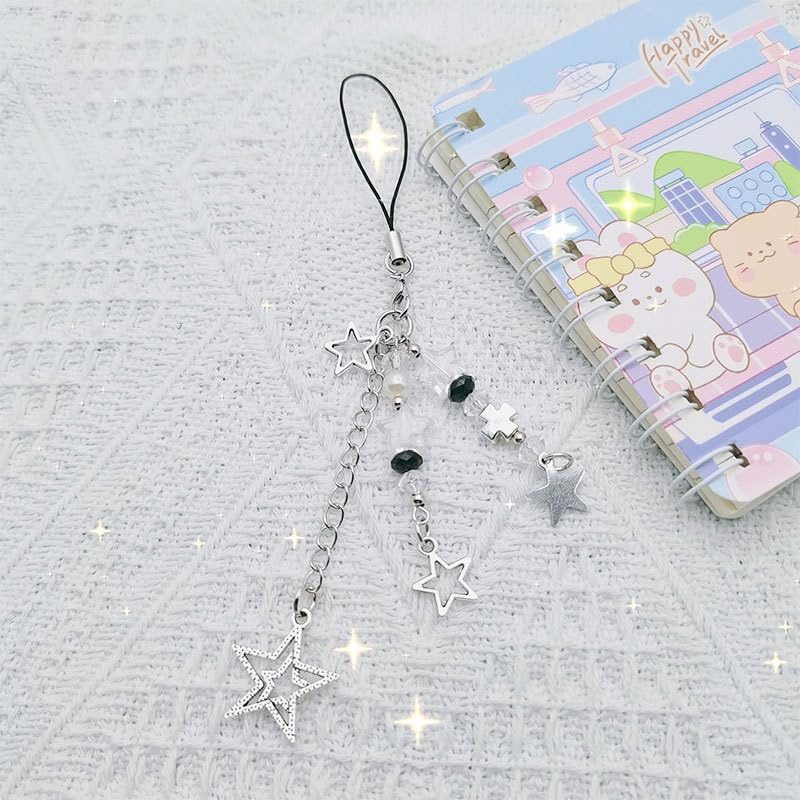 Meefisher Cute Star Phone Charm Aesthetic Accessories Lanyard String for Bag Purse Backpack Wallet Pendants Decor (Style 5- Star)