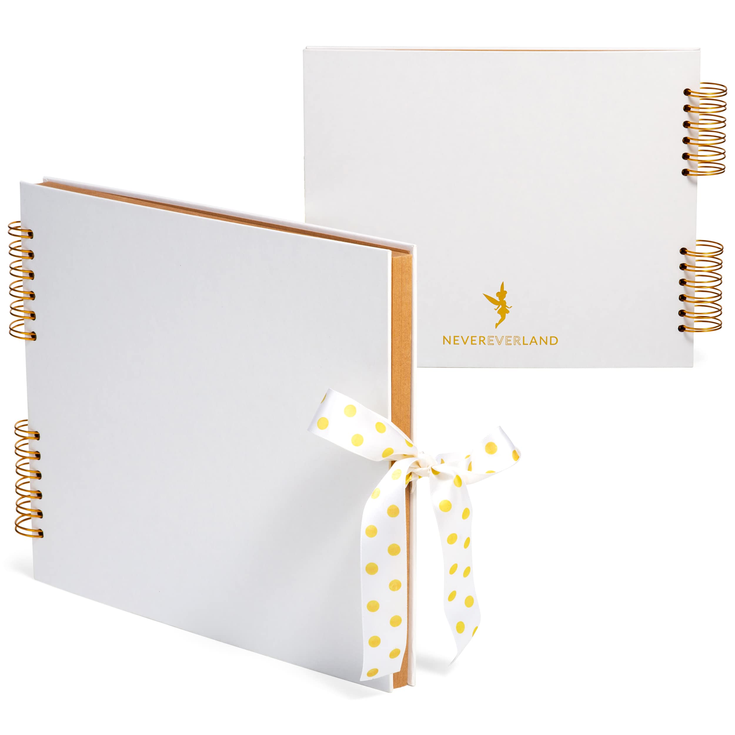 Never Ever Land Scrapbook Album – 30x25 White Scrap Book for Scrapbooking, Memory Preservation, Wedding Guest Book, Photo Album, Ideal for Baby Shower, Valentine's, and Engagement Presents