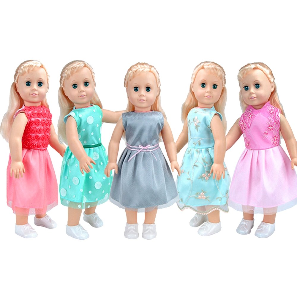 E-TING 5Pcs Fashion Gorgeous Clothes Lace Dresses Lively Outfit for 18 Inches American Girl Dolls Accessories Set Christmas Gift
