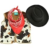 Making Believe Kids Western Rodeo Cowboy or Cowgirl Classic Costume Set - Vest, Brown Hat, Bandana (Choose Color and Size)