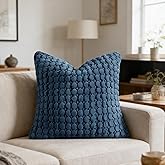 COCOPLOCEUS Pillow Cover 24x24 1 Piece Velvet Euro Sham Decorative Farmhouse Pillowcase Boho Square Cushion Covers Soft Bubble Texture for Couch Sofa Bed Bedroom Car Living Room，Blue
