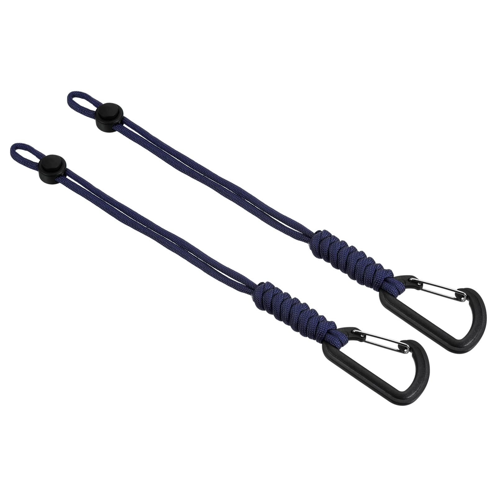PATIKIL Badge Lanyard with Hook 10 Inch, 2Pcs Braided Wrist Keychain Strap Adjustable Cord Lock for Keys Wallets Outdoors, Dark Blue