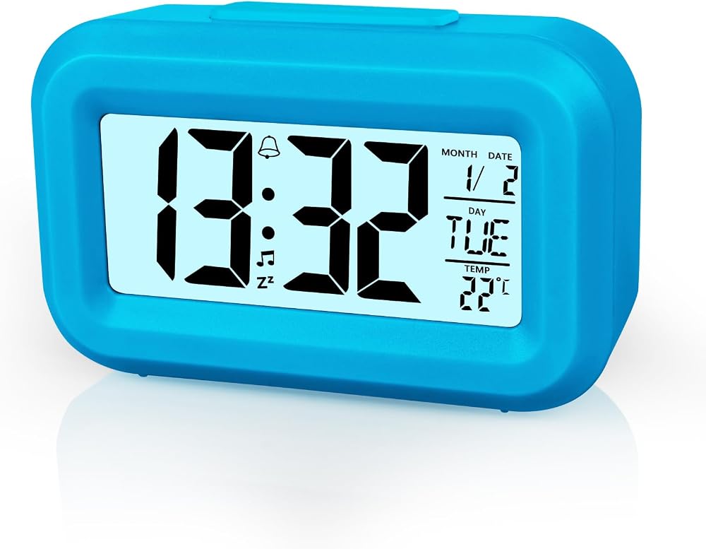 Vicloon Digital Alarm Clock Bedside Blue LED 12/24H Temp Date Timer Snooze