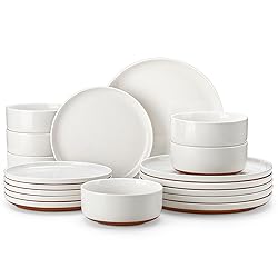 MALACASA Plates and Bowls Sets, 18 Pieces Modern