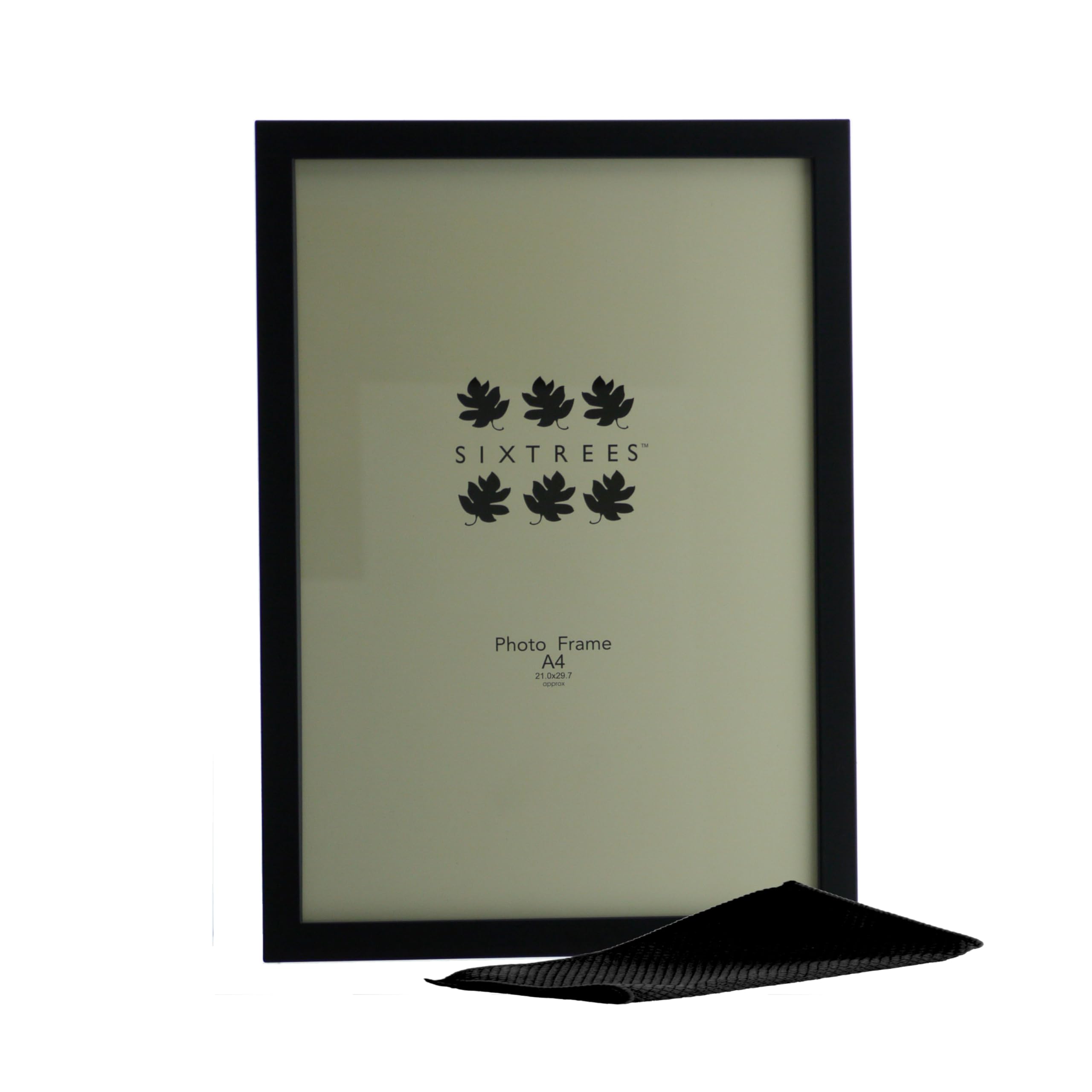 Sixtrees Elite 2-122-A4 Black Metal A4 Photo Frame. Wide profile, satin finish, real glass. Complete with microfibre polishing cloth. — image 1