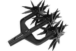 Rotary Cultivator, 2 in 1 Extendable Gardening Hand Tool for Soil or Reseeding Grass, Rotary Hand Cultivator Tool and Garden 