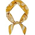 GERINLY Vintage Silk Feel Square Scarf for Men Satin Bandana Tiny Medallion Print Neckerchief Geometry Head Scarf