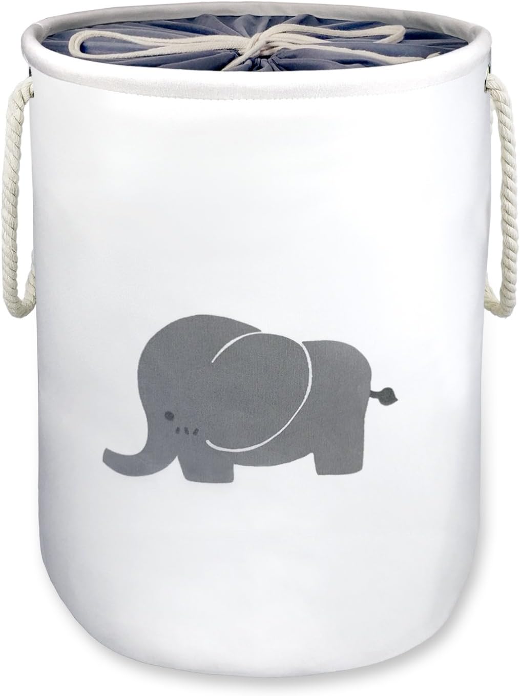Zebrum Laundry Basket,Elephant Basket Nursery,OD16 x H20.5 Storage Basket,Washing Basket,Decorative Jumbo Barrel Organizer Container/Toy Bin/Laundry Hamper,Collapsible &Dual Handles (Cute Elephant)