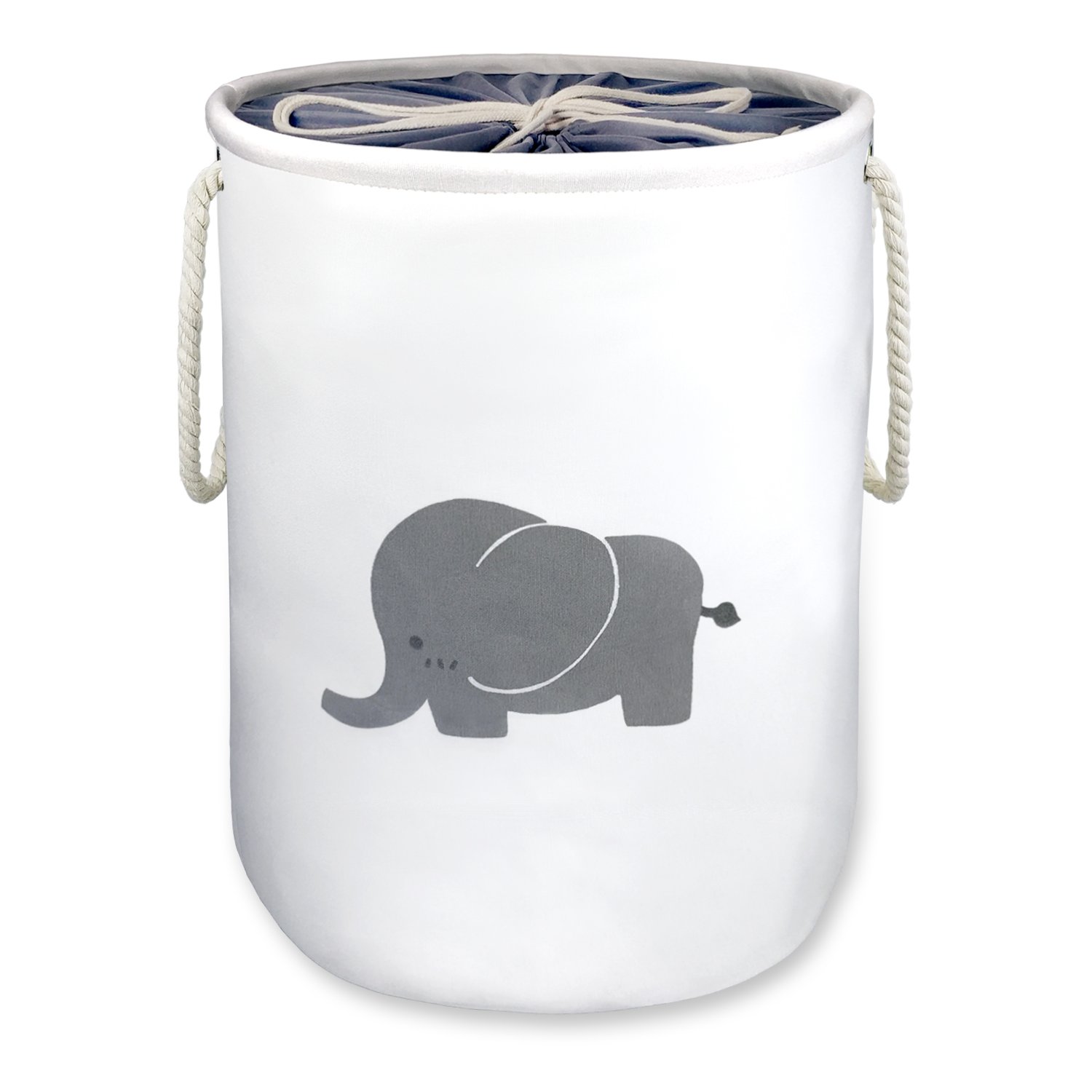 Laundry Basket,Decorative Jumbo Barrel Cotton Organizer Container/Toy Bin/Laundry Hamper,Collapsible&Dual Handles,40x52cm,Large with cover