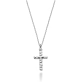 Miabella 925 Sterling Silver or 18Kt Yellow Gold Plated 925 Sterling Silver Italian Hammered Cross Pendant Chain Necklace 18 Inch Made in Italy