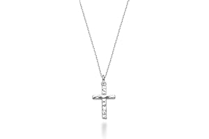 Miabella 925 Sterling Silver or 18Kt Yellow Gold Plated 925 Sterling Silver Italian Hammered Cross Pendant Chain Necklace 18 Inch Made in Italy