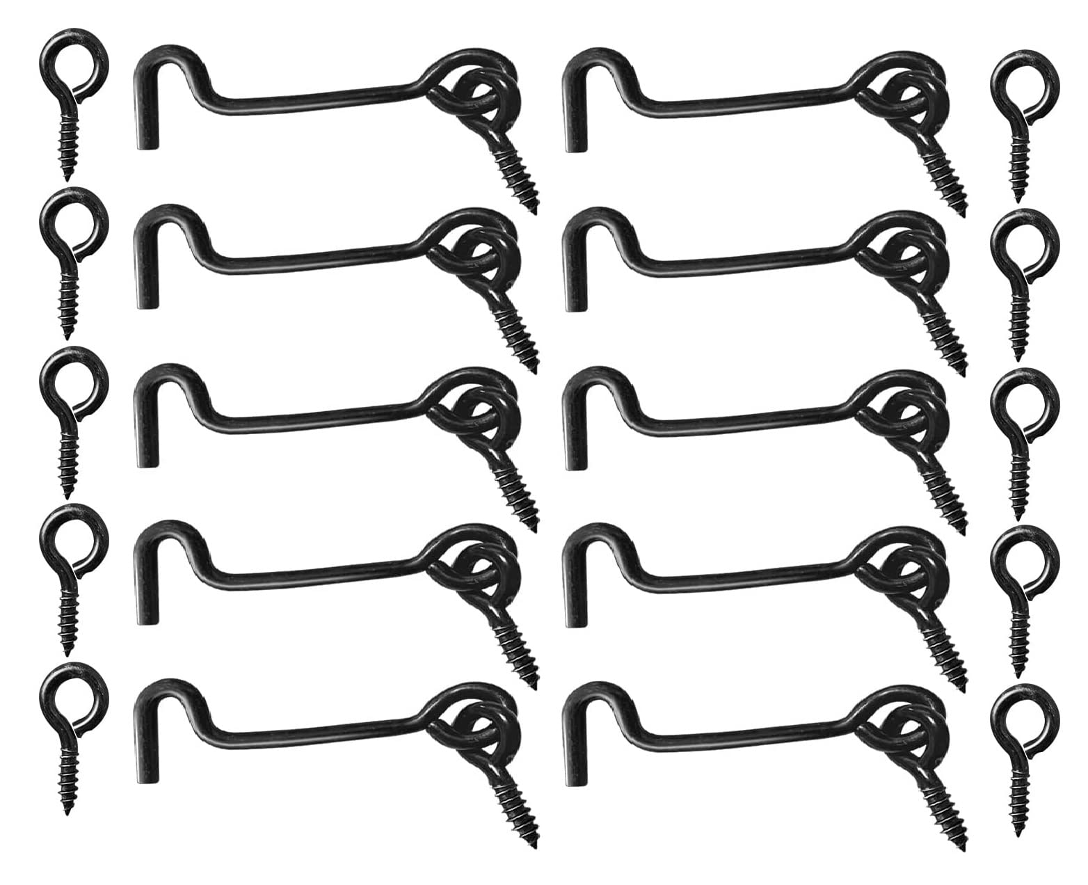 TERF® High Quality Cabin Hook and Eye Black 75mm (3 inch) Gate Door Lock Latch Hook Eye For Window Slide Barn Bathroom Toilet Cabinet Cupboard Shed Gate Door Latch and Multi Purpose Use - Pack of 10