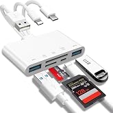 USB OTG Adapter &amp; SD Card Reader, 5-in-1 Memory Card Reader, USB C and USB A Devices with PD Fast Charging for iPhone/iPad/PC/Android/Camera, Supports SD/Micro SD/SDHC/SDXC/MMC Plug and Play