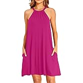 Yonique Women Beach Cover Up Dresses Spaghetti Strap Dresses Summer Coverups Casual Sundresses with Ruffle Hem