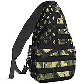 Famame American Flag With Camouflage Sling Backpack Chest Bag Crossbody Shoulder Bag Gym Cycling Travel Hiking Daypack For Men Women Multicolor 9