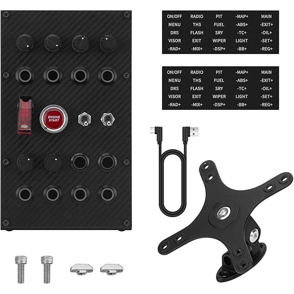 Obokidlyamor Simulator Truck Button Box - 16 Customizable Buttons With PTT Mic For Logitech, Thrustmaster, Moza Wheels