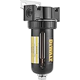 DEWALT 3/8" NPT Inline Desiccant Dryer with Clear Windows for Viewing Desiccant Life Status, High Efficiency Moisture Removal for Compressed Air Systems