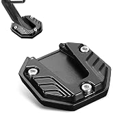 CyperFair Motorcycle Kickstand Pad, Alloy Non-slip Side Support Extension Plate, Anti-sink Parking Stand Foot Mount with Enlarged Bottom, Universal Modification Accessory for Motorcycles (Black)