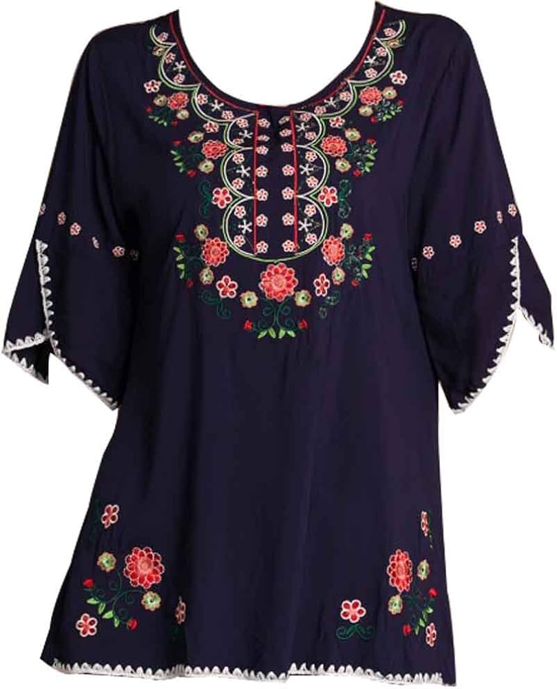 Ashir Aley Womens Girls Embroidered Peasant Tops Mexican Bohemian Blouses