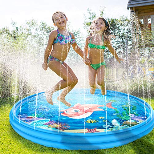 Pimpimsky Sprinkler for Kids Inflatable Splash Pad, Upgraded 59\'\' Sprinkler Play Mat Summer Outdoor Water Toys Thickened Durable Wading Swimming Pool, Water Sprinklers Activities Gift for Boy Girl
