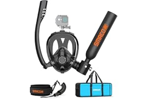 SMACO Mini Scuba Tank with Full Face Mask 0.5L Diving Tank Provide up to 10 Minutes Underwater Breath Support 30ft of Diving Depth, Portbale Pony Bottle with Hand Pump for Shallow Water Diving