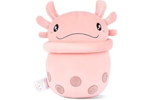 Niuniu Daddy Stuffed Boba Plushies Squishy Bubble Tea Plush Toy Pillow Cute Milk Tea Plushie Adorable Cuddle Pillow Stuffed Food Toy Great Gift for Birthday/Christmas (Axolotl, Medium)