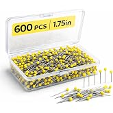 600 PCS Yellow Glass Head Sewing Pins, 1.75 Inch Long Pins for Quilting | Yellow glass head pins with durable steel shafts, perfect for sewing, quilting, fabric crafts, DIY projects and daily repairs