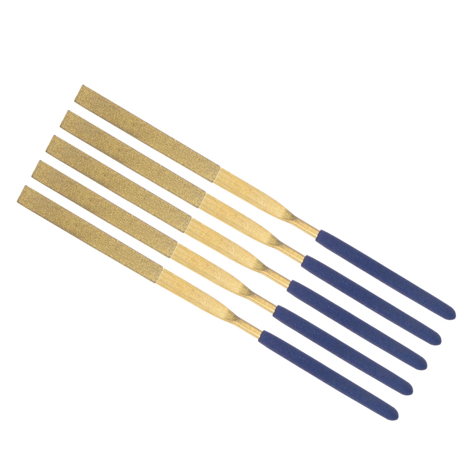 CoCud Diamond Coated Needle File, | 3mm Shank 140mm Length|, Titanium Coated Flat Files Sharpening Tool - (Applications: for Metal Glass Stone), 5-Pieces