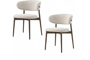 KOOVDEM Mid-Century Modern Dining Chair, Solid Wood Simple Lounge Chair, Armless with Backrest, Curved Open Backrest, Table and Chairs Casual Home Fabric Chair (Color: Walnut) (2)