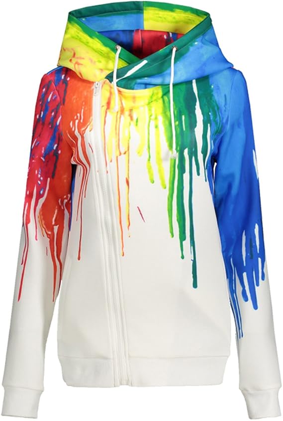 Comeon Tie Dye Zip Up Hoodie Unisex Zipper Long Sleeve Oversized Youth