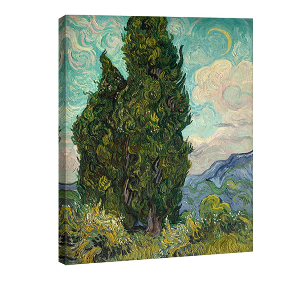 Wieco Art Cypresses Classic Giclee Canvas Prints Wall Art by Van Gogh Famous Oil Paintings Reproduction for Home Decorations Modern Abstract Forest Landscape Artwork