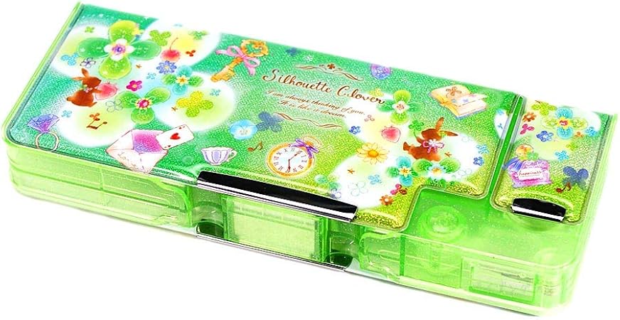 Amazon 筆箱 小学生 女の子 ソフト ペンケース 女の子 向け ウサギとクローバー Silhouette Clover 新学期 新入学 低学年 両面開き 一年生 二年生 ペンケース 文房具 オフィス用品